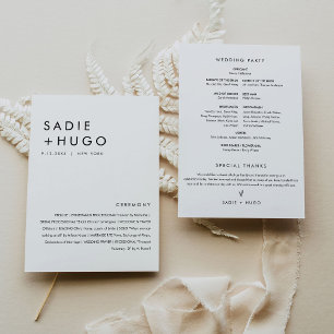 SADIE Modern Minimal Wedding Program 5x7 Flat Card