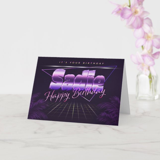 Sadie Name First Name pura retro card Birthday (Orchid)
