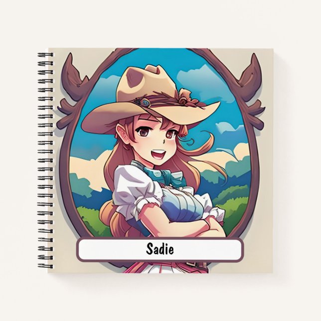 Sadie The Cowgirl Notebook With Custom Nametag (Front)