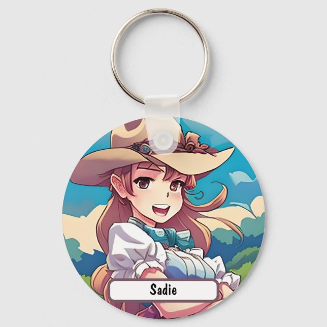 Sadie The Cowgirl, With Custom Nametag!  Keychain (Front)