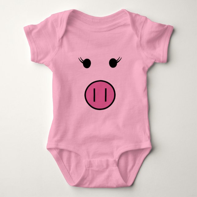 Sadie the Pink Pig ~ Cute Girly Kawaii Baby Bodysuit (Front)