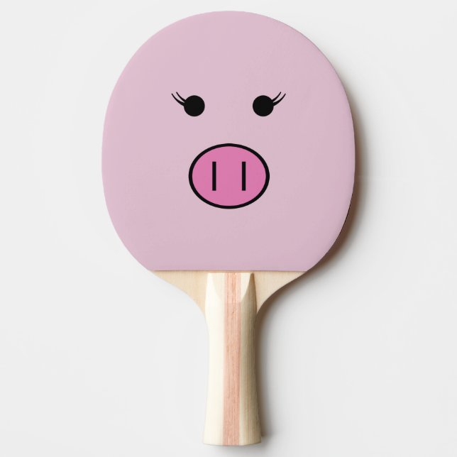 Sadie the Pink Pig ~ Cute Girly Kawaii Ping Pong Paddle (Front)