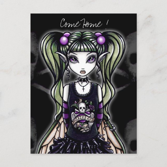 Sadie's  "Come Home ! " Gothic Fairy Postcard (Front)