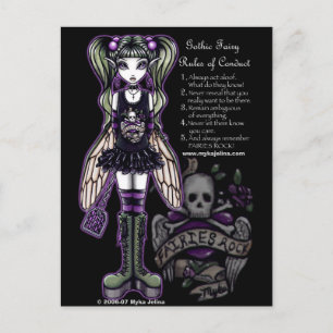 Sadies' Rules of Conduct Gothic Skull Faery Postcard