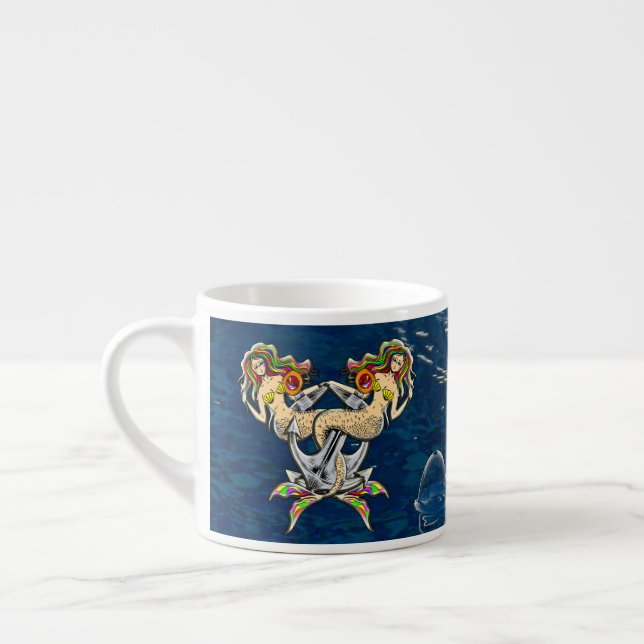 Sadly mermaids at anchor espresso cup (Left)