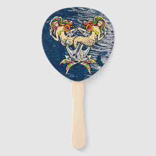 Sadly mermaids at anchor hand fan