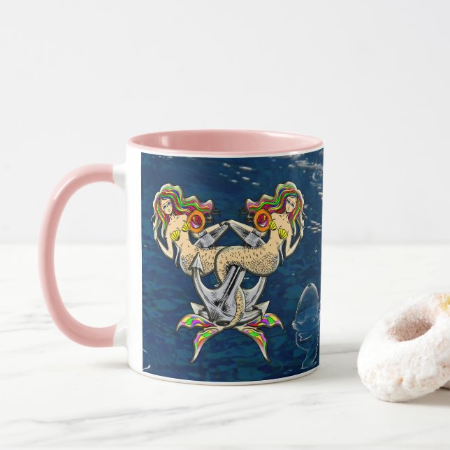Sadly mermaids at anchor mug (With Donut)