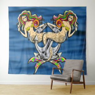 Sadly mermaids at anchor tapestry