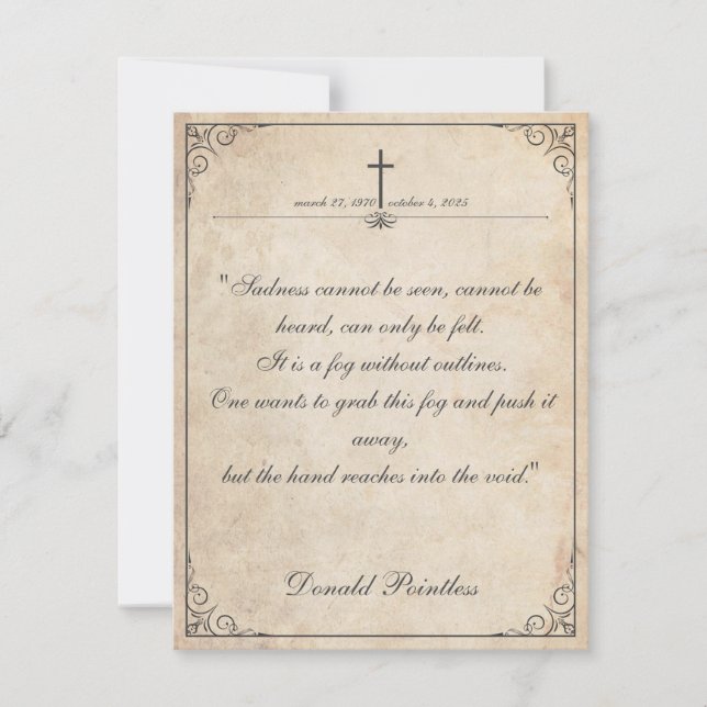 Sadness cannot be seen - Funeral Vintage Card (Front)