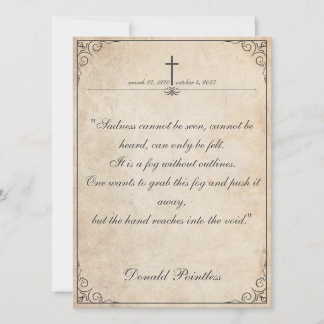 Sadness cannot be seen - Funeral Vintage Card (Front)