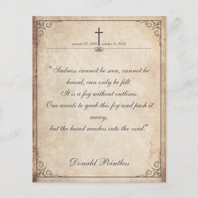 Sadness cannot be seen - Funeral Vintage Card (Front)