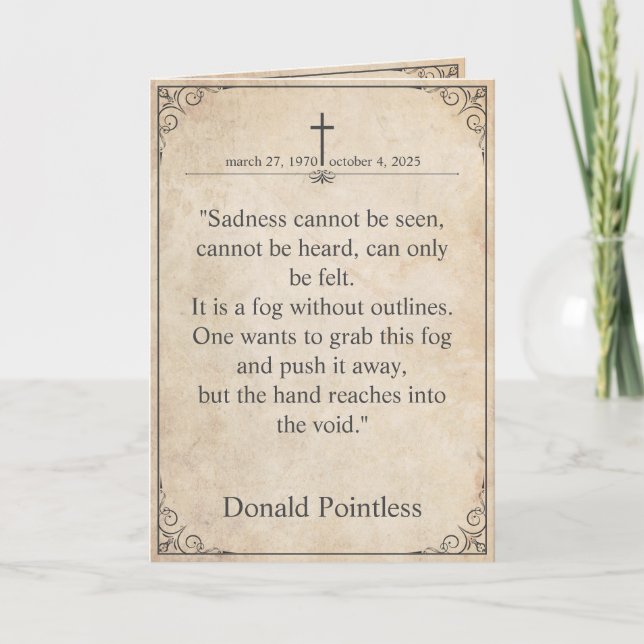 Sadness cannot be seen - Funeral Vintage Card (Front)