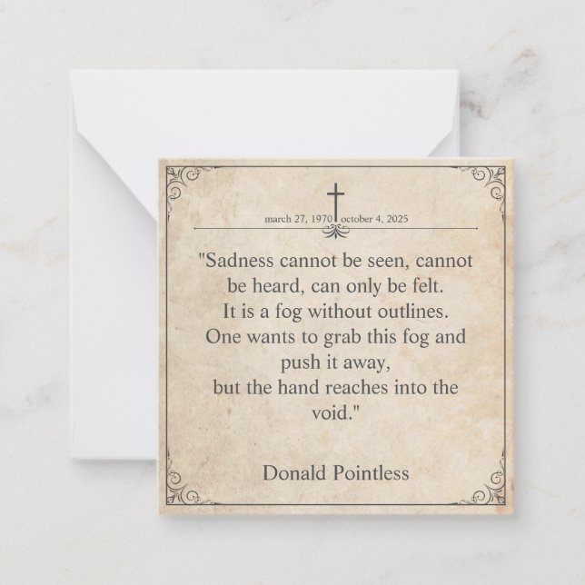 Sadness cannot be seen - Funeral Vintage Card (Front)