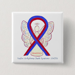 SADS Awareness Ribbon Angel Custom Button Pins