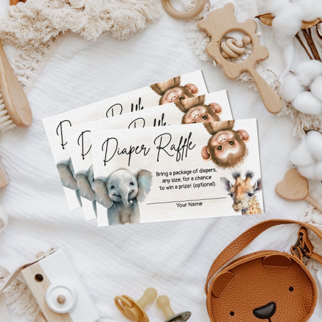Safair Jungle Cute Baby Shower Diaper Raffle Card (Creator Uploaded)