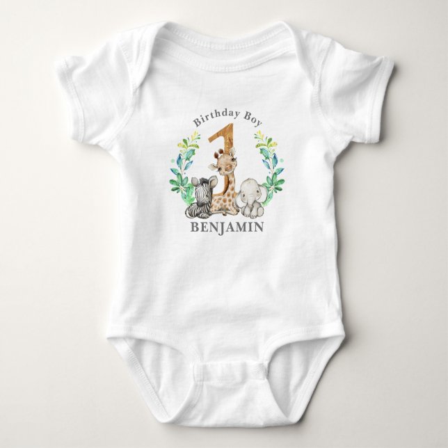 Safari 1st Birthday Baby Bodysuit (Front)