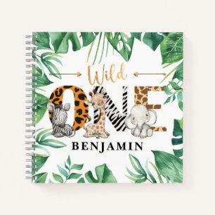 Safari 1st Birthday Guest Book Spiral Notebook