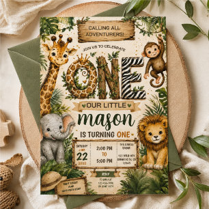 Safari 1st Birthday Invitation Template