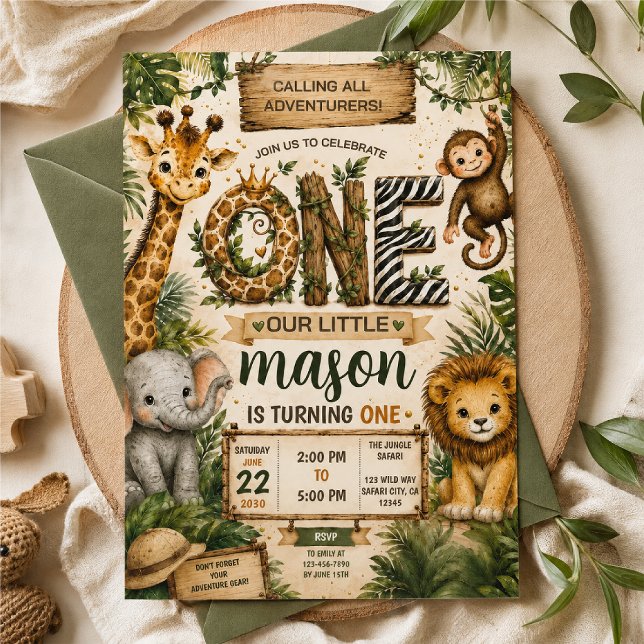 Safari 1st Birthday Invitation Template (Creator Uploaded)