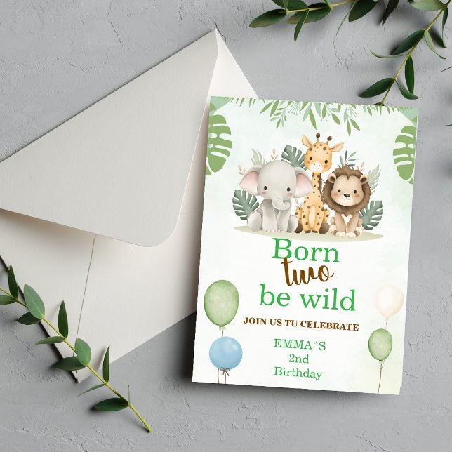 Safari 2nd Birthday Invitation | Born Two Be Wild (Creator Uploaded)