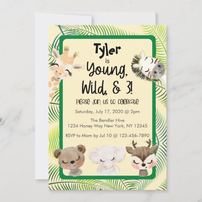 Safari 3rd Birthday Party Invitation (Front)