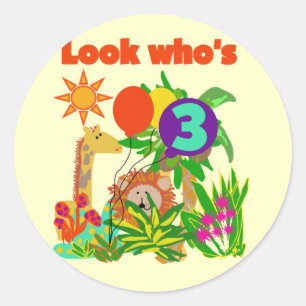 Safari 3rd Birthday  Tshirts and Gifts Classic Round Sticker