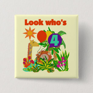 Safari 4th Birthday Tshirts and Gifts 15 Cm Square Badge