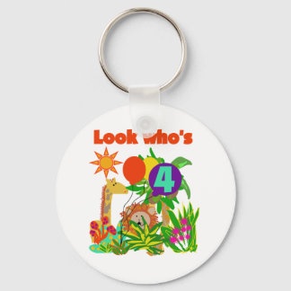 Safari 4th Birthday Tshirts and Gifts Key Ring