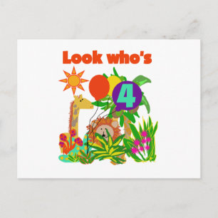 Safari 4th Birthday Tshirts and Gifts Postcard