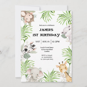Safari Adventure 1st Birthday Invitation