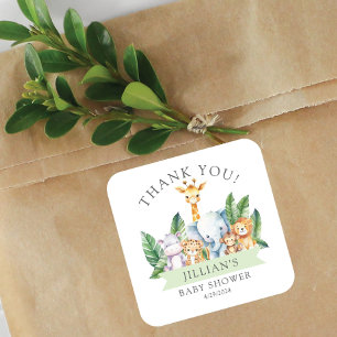Safari Adventure Baby Shower Thank You Square Sticker
