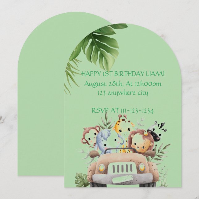 SAFARI ADVENTURE BIRTHDAY INVITATION,DIGITAL INVITATION (Front/Back)