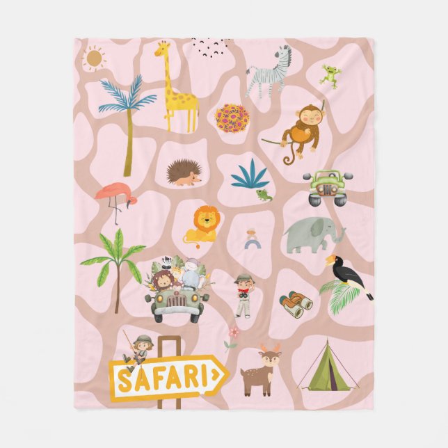 Safari Adventure Fleece Blanket - Explore the Wild (Front)