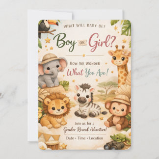 Safari Adventure Gender Reveal Invitation