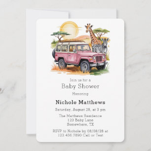Safari Adventure Girl Baby Shower Invitation
