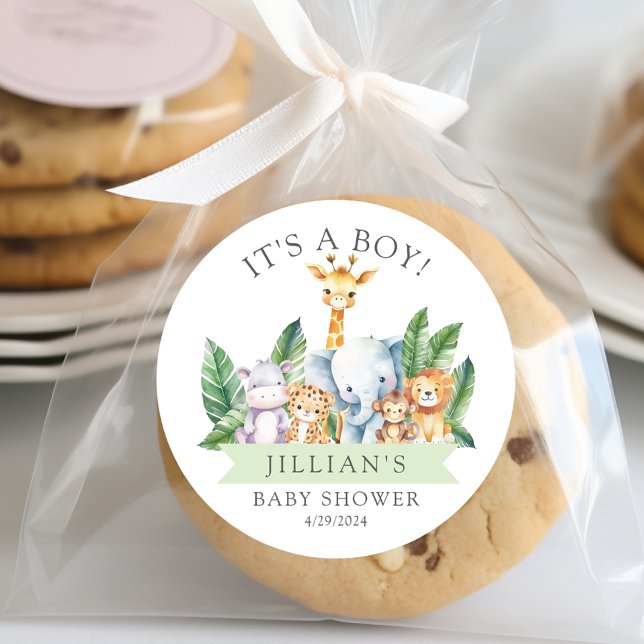Safari Adventure It's a Boy Classic Round Sticker (Creator Uploaded)