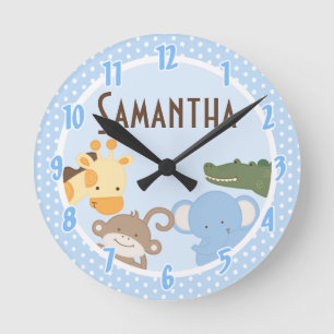 Safari Adventure Jungle Zoo Personalised Clock