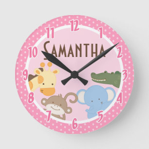 Safari Adventure Jungle Zoo Personalised Clock