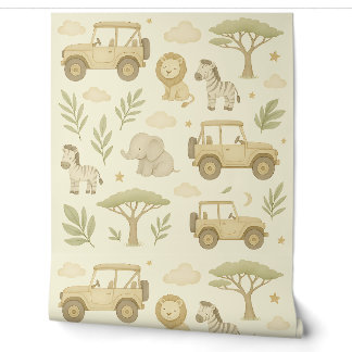 Safari Adventure Nursery Wallpaper Neutral Jungle