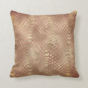 Safari African Faux Gold Python Animal Skin Skinny Cushion