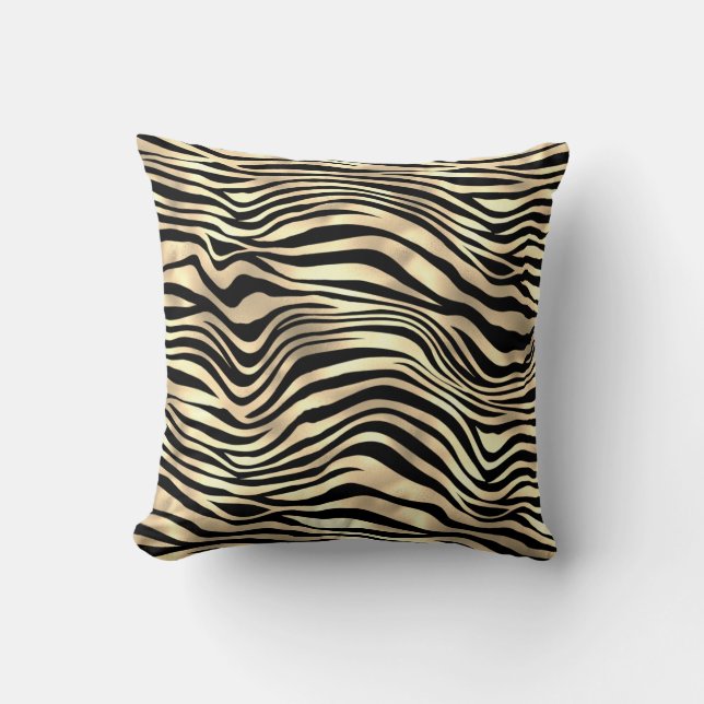 Safari African Gold Glam Zebra Animal Skin Sepia Cushion (Front)