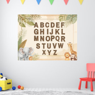 Safari Alphabet Nursery Boho Jungle Animals Poster