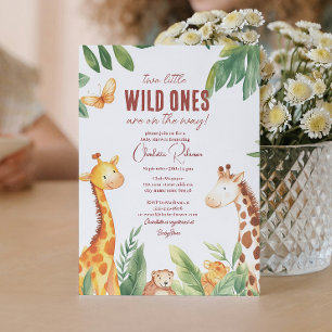 Safari and twins baby Cute Baby shower  Invitation
