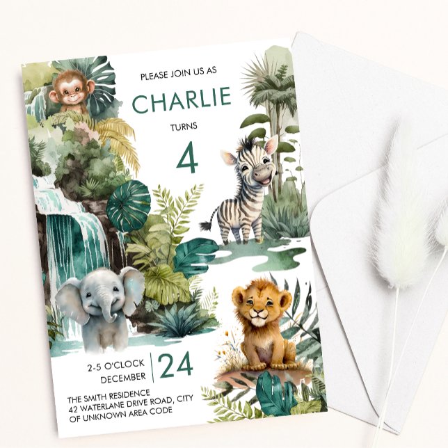 Safari and Zoo Jungle Animals Kids Birthday  Invitation (Creator Uploaded)