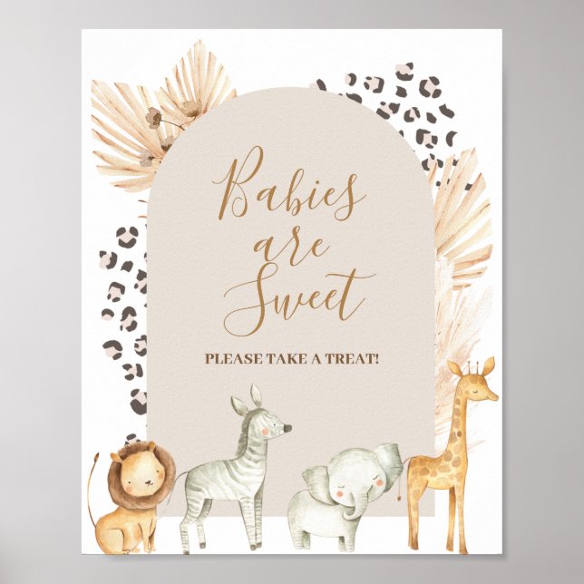 Safari Animal Babies Are Sweet Please Take A Treat Poster (Front)