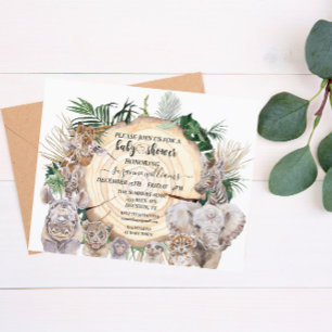 Safari Animal Babies Watercolor Jungle Baby Shower