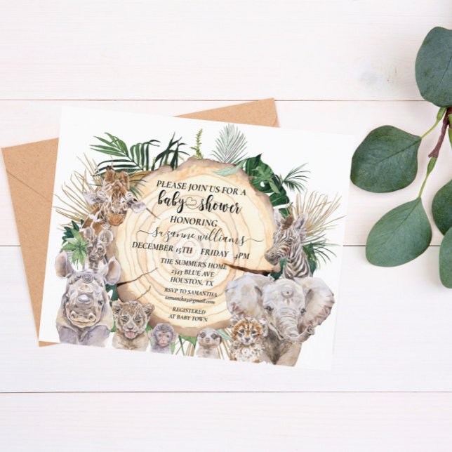 Safari Animal Babies Watercolor Jungle Baby Shower (Creator Uploaded)