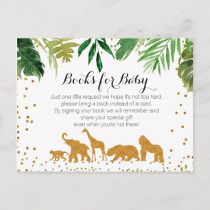 Safari animal Baby Shower - Bring a book insert Invitation Postcard