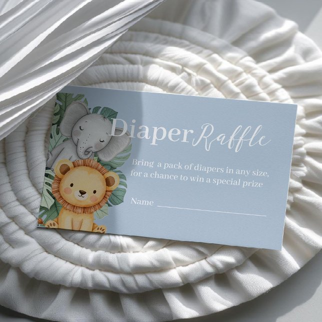 Safari Animal Baby Shower Diaper Raffle Business Card (Creator Uploaded)