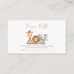 Safari Animal Baby Shower Diaper Raffle Ticket Enclosure Card
